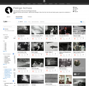Snapshot of Prelinger Archives Landing Page