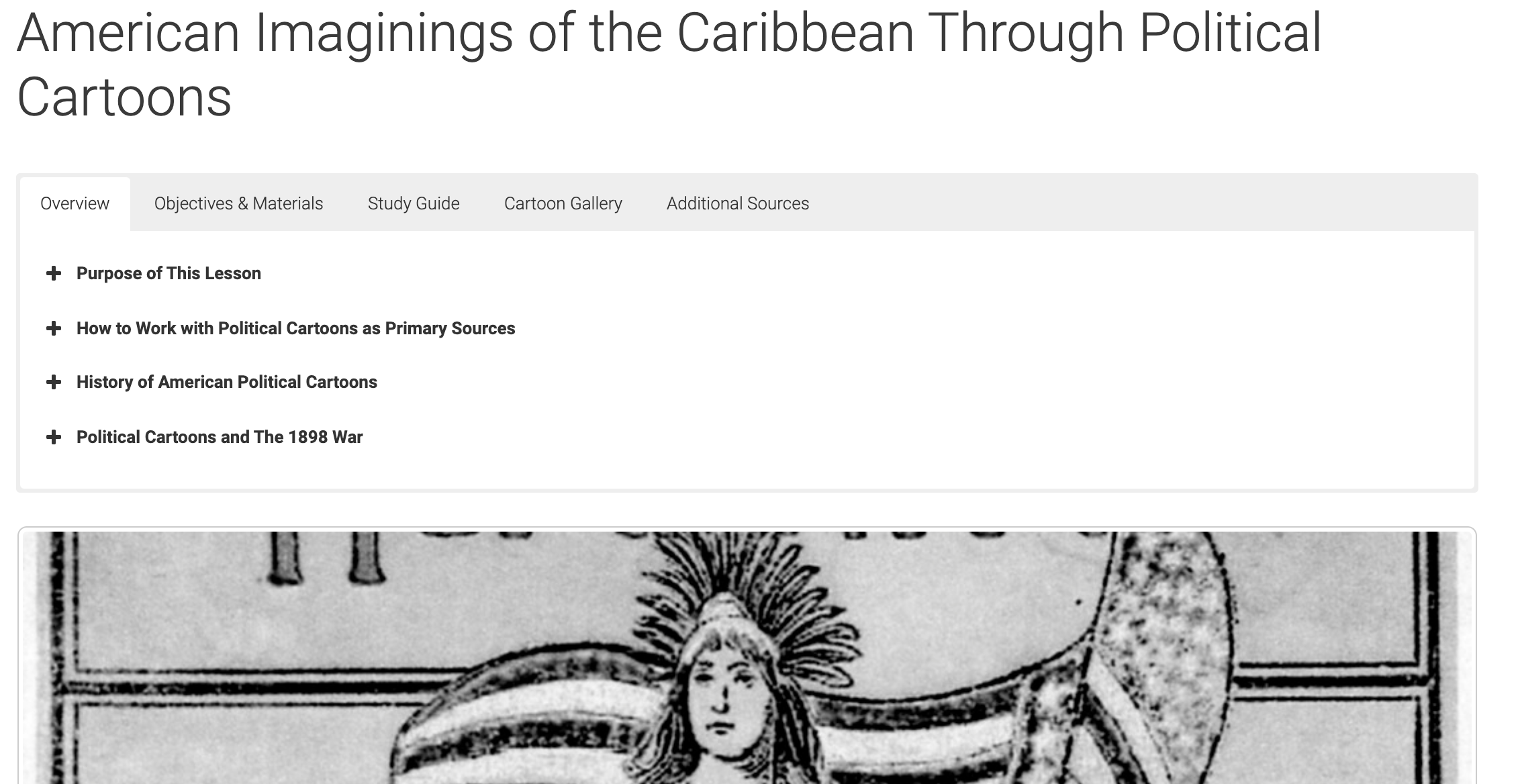 Screenshot of American Imaginings of the Caribbean Through 1898 Political Cartoons